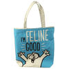 I'm Feline Good Slogan Cotton Zip Up Shopping Bag