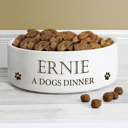 Paws Personalised Medium Bowl - White