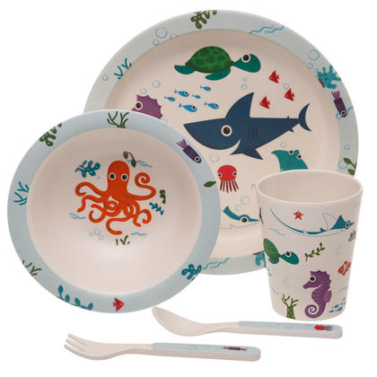 Sealife Design Bambootique Eco Friendly Kid's Dinner Set