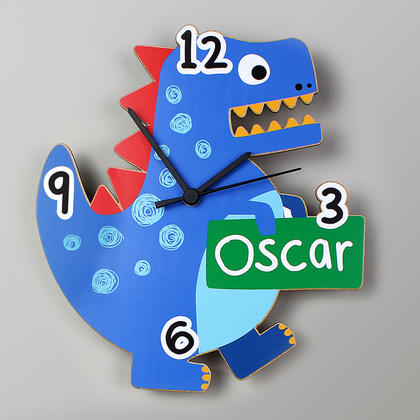Dinosaur Shape Personalised Wooden Clock