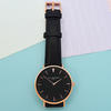 Ladies Modern - Vintage Personalised Leather Watch - Black