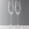 Heart Personalised Hand Glass Flutes - Set of 2 & Gift Box