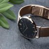 Ladies Personalised Rose Gold Mesh Strap - Black Dial