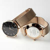 Ladies Personalised Rose Gold Mesh Strap - Black Dial