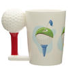 Golf Ball and Tee Shaped Handle Ceramic Mug