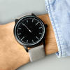 Men's Personalised Matte Black Watch - Grey Strap