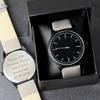 Men's Personalised Matte Black Watch - Grey Strap