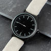 Men's Personalised Matte Black Watch - Grey Strap