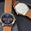 Men's Personalised Rose Gold Tone Watch - Light Brown Strap
