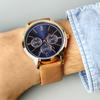 Men's Personalised Rose Gold Tone Watch - Light Brown Strap