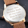 Men's Personalised Rose Gold Tone Watch - Light Brown Strap