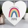 Rainbow Personalised Wooden Heart - Large