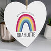 Rainbow Personalised Wooden Heart - Large