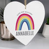 Rainbow Personalised Wooden Heart - Large