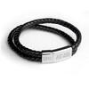 Dual Leather Woven Personalised Men's Bracelet - Black