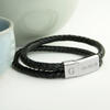 Dual Leather Woven Personalised Men's Bracelet - Black