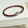 Leather Woven Personalised Men's Bracelet - Burnt Sienna