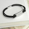 Leather Statement Personalised Men's Bracelet - Black