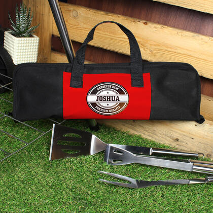 BBQ Stainless Steel Set and Personalised Carrying Case - Stamp