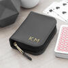 Poker Playing Cards Personalised Leather Case - Black