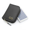 Poker Playing Cards Personalised Leather Case - Black