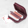 Poker Playing Cards Personalised Leather Case - Burgundy
