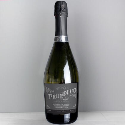 Prosecco with Personalised O'Clock Label