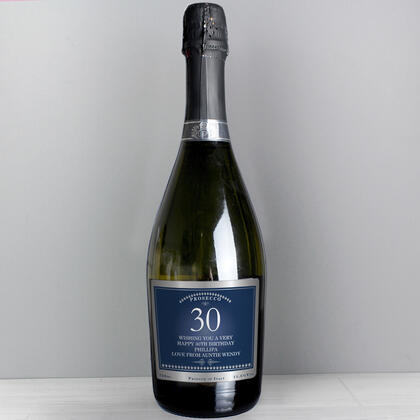 Prosecco with Personalised Number and Message Label