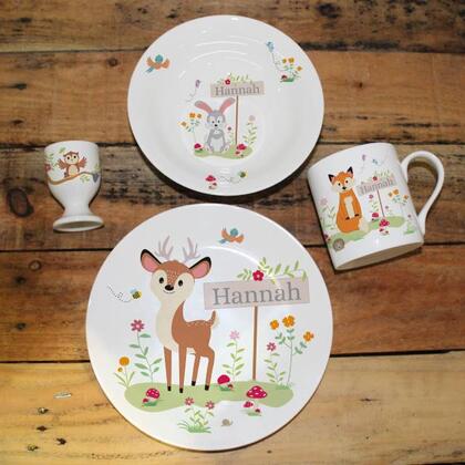 Woodland Personalised Ceramic Breakfast Set