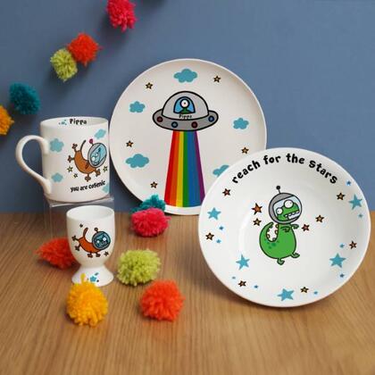 Cosmic Personalised Ceramic Breakfast Set