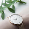 Ladies Personalised Metallic Rose Gold Mesh Watch - White Dial